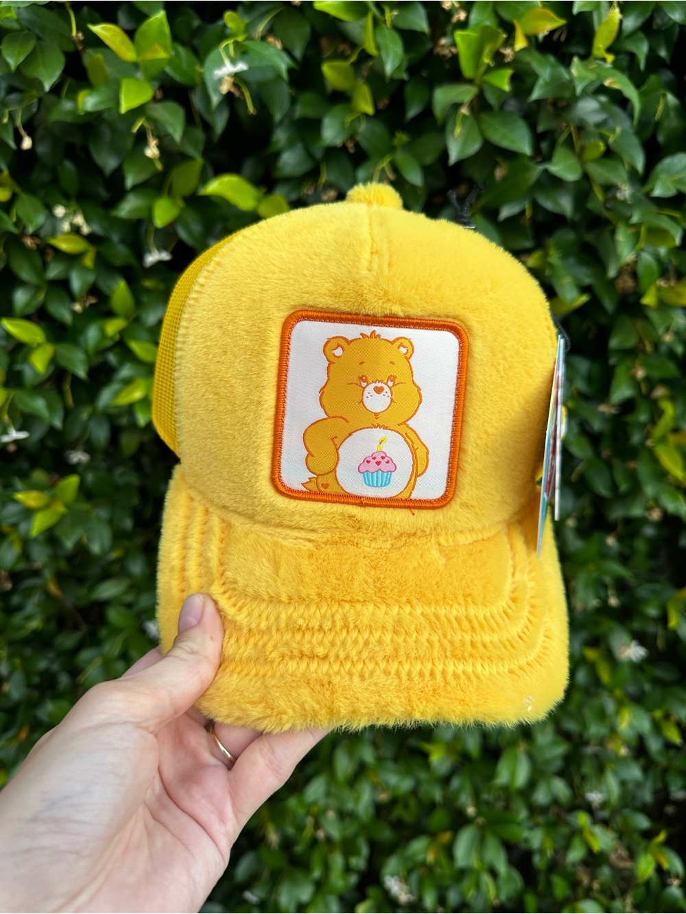 Care Bears Yellow Fuzzy Baseball Cap with Patch